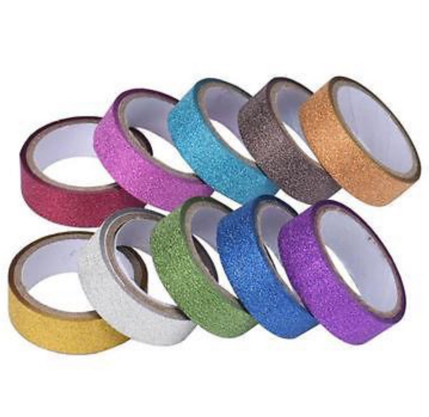 6x Roll Multi Colour 3mtrs 15mm Glitter Washi Tape - Pick Your Colour