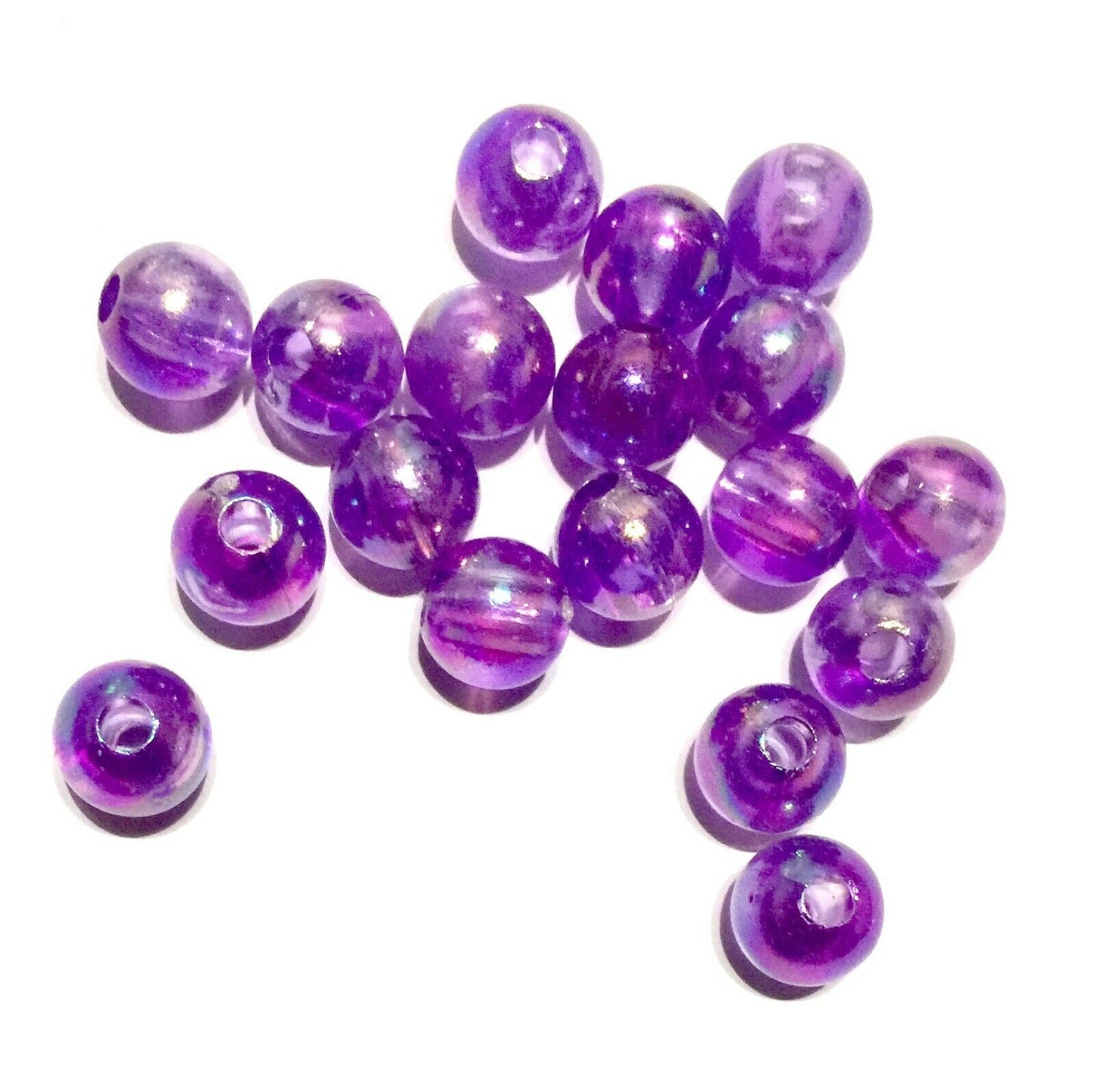 100x Acrylic 8mm Iridescent Coloured Beads - Choose Your Colour