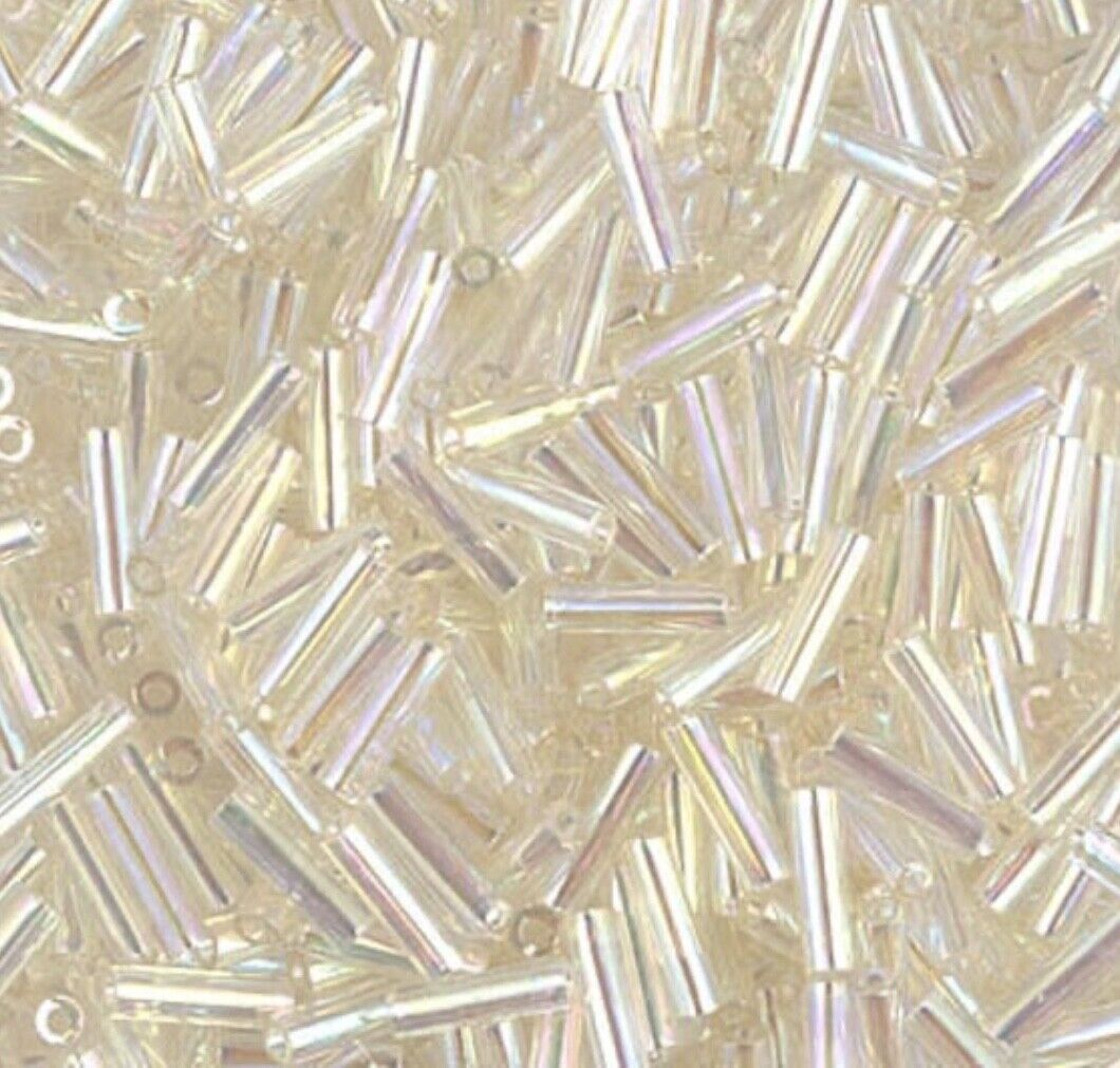 1400+ Bugle Glass Tube 6.5-7.5mm Seed Beads - Choose Your Colour