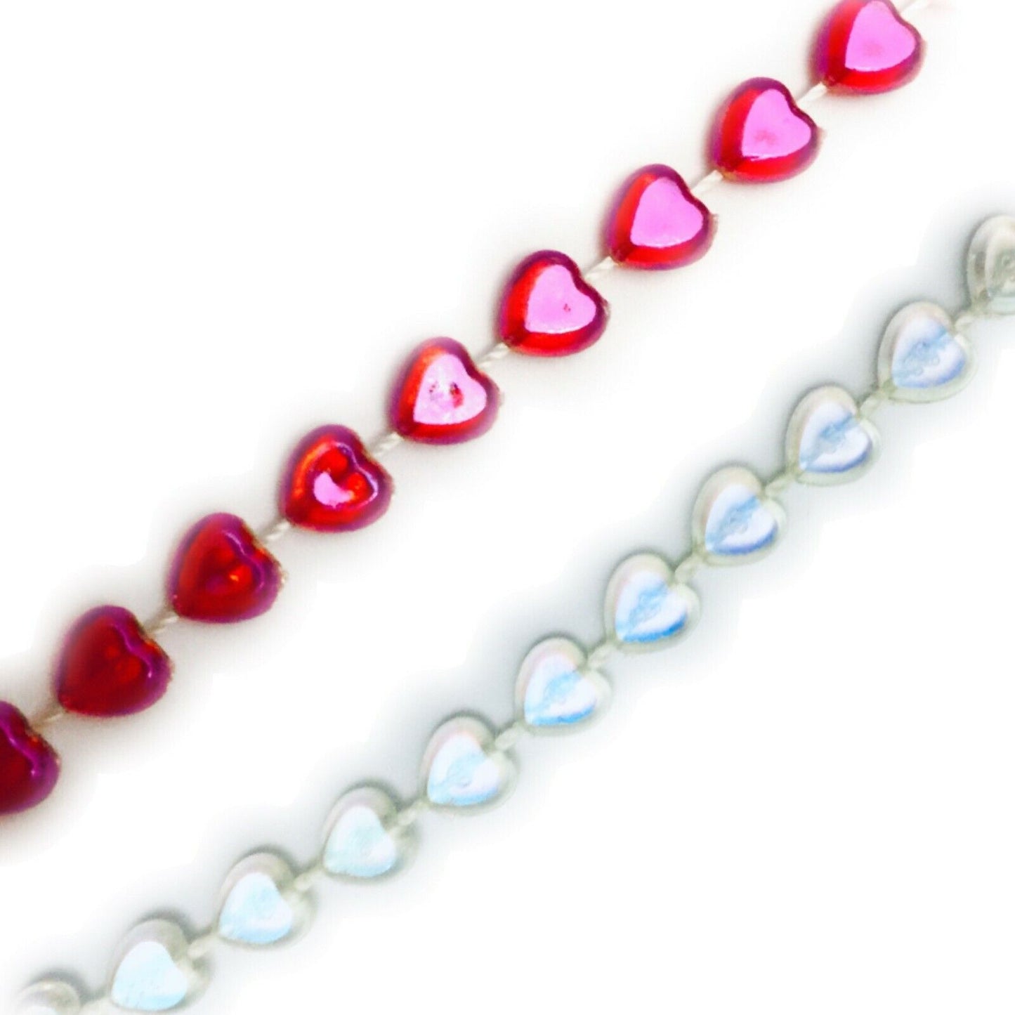 2x yards 6mm Strung Acrylic Mini Heart Beads Trimmings - 2 Colours to Pick