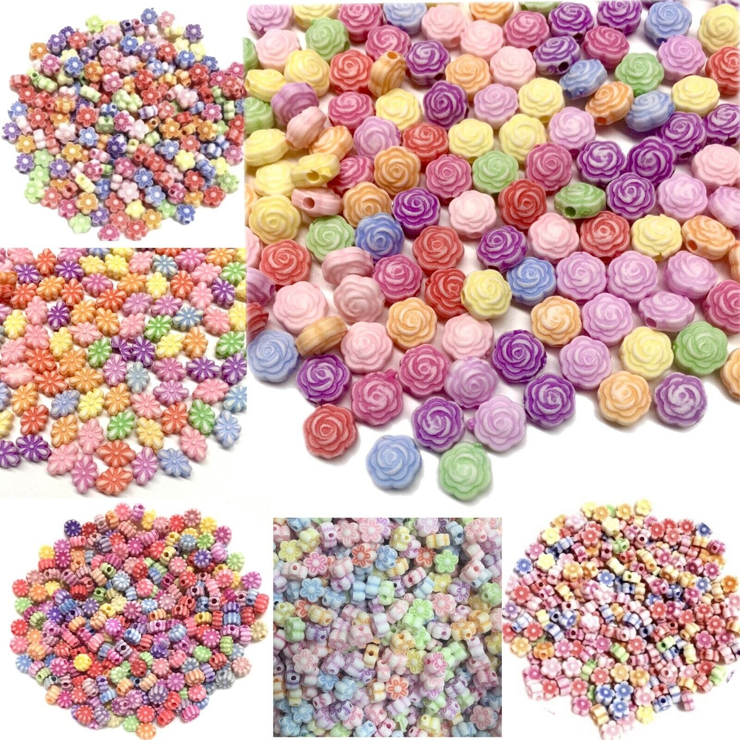 150x Flower Acrylic Beads - Pick Your Style