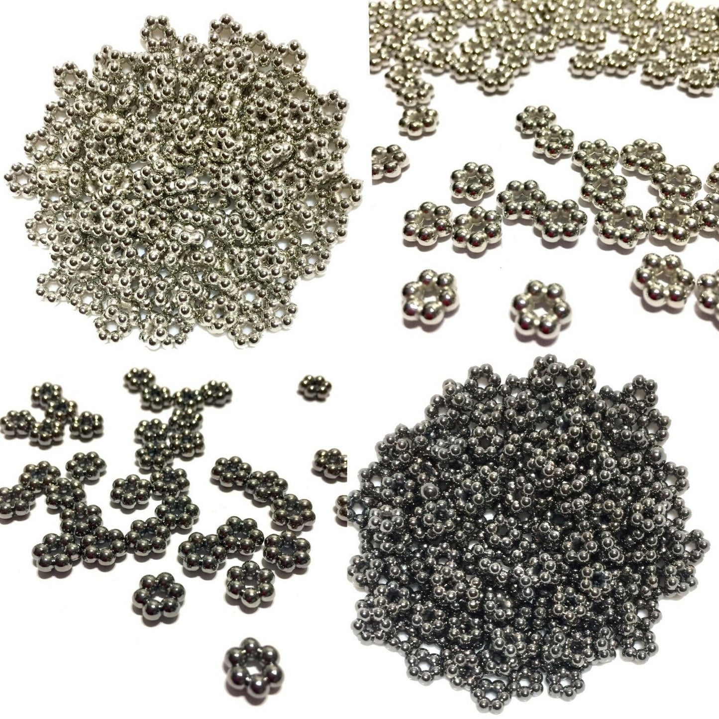 200x Silver or Gunmetal 9mm Acrylic Spacer Beads