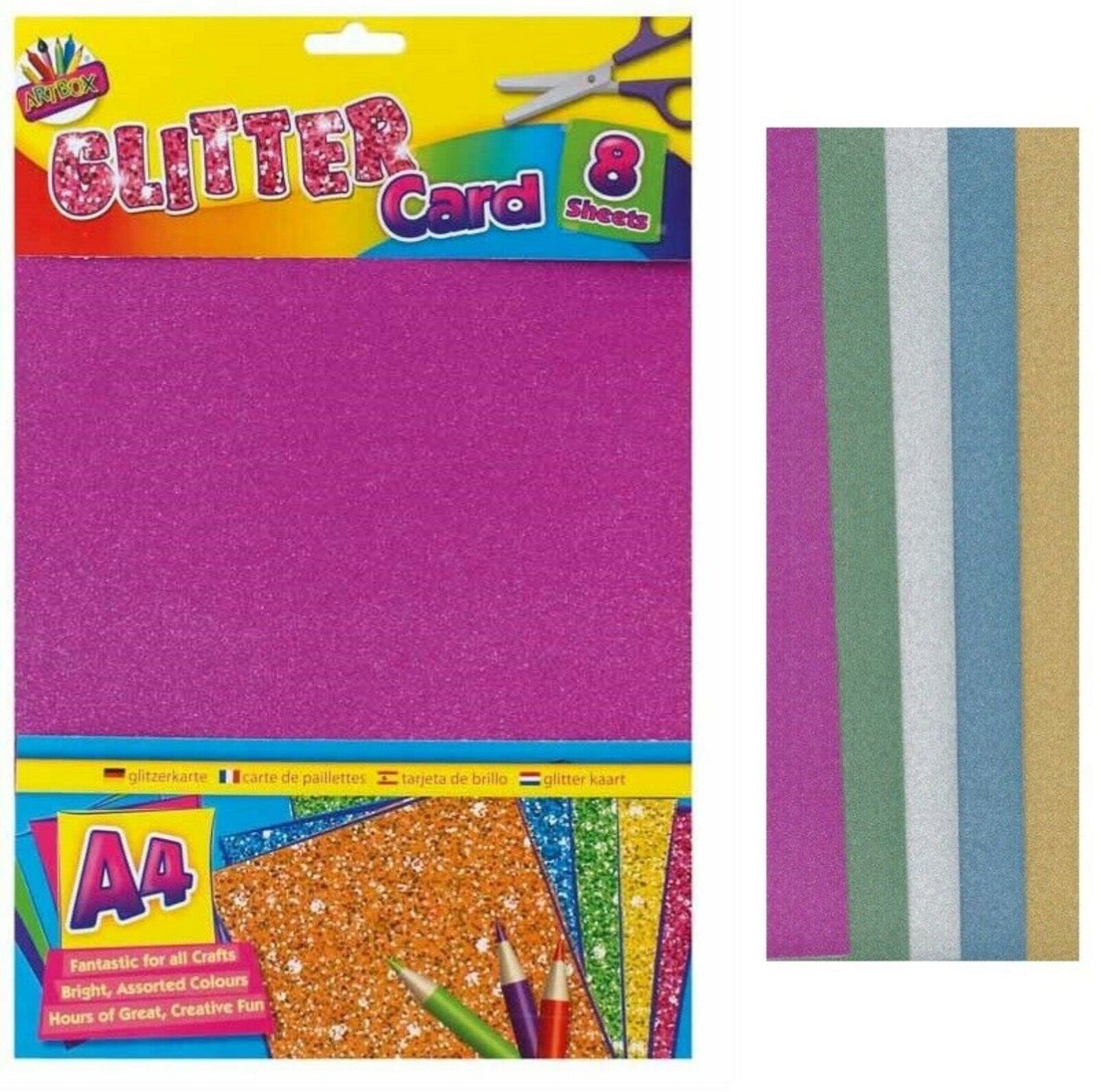 8x Sheets of A4 Board Card Craft - Gold/Silver, Metallic, Glitter, Holographic