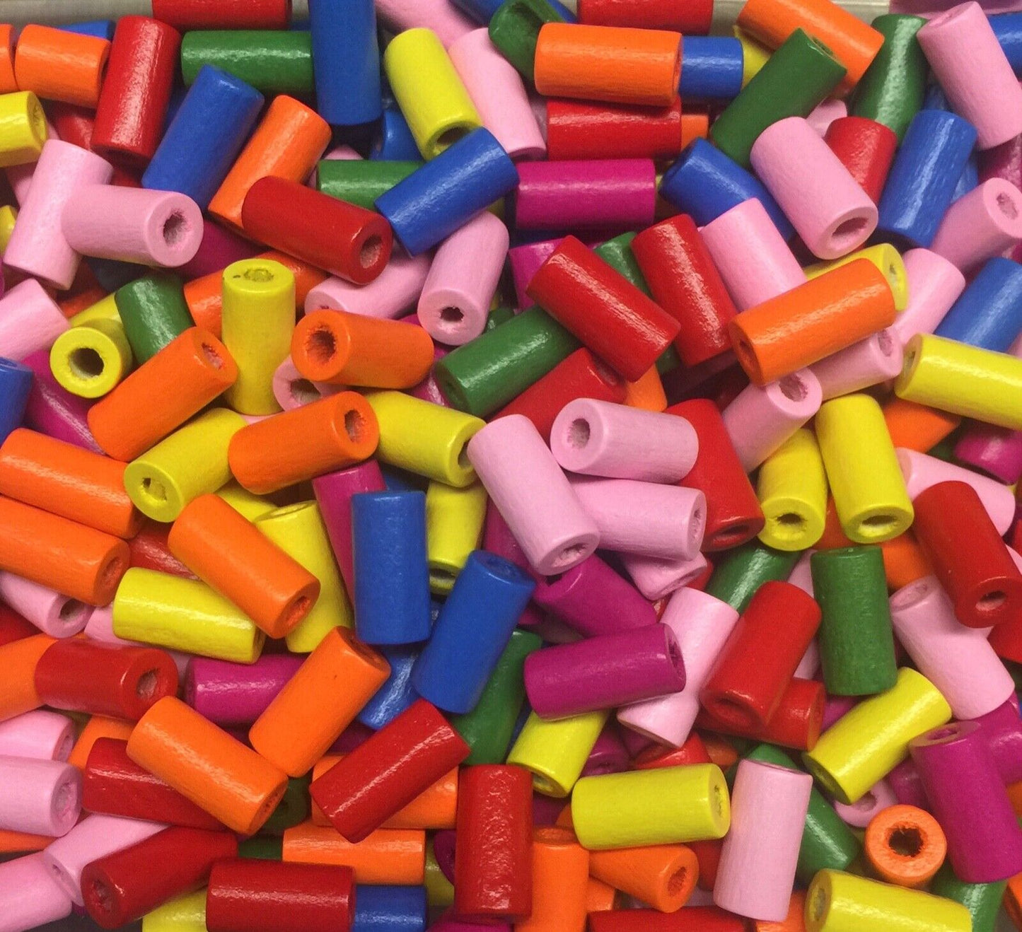 100x Wooden 12mmx5mm Tube Beads - Choose Your Colour