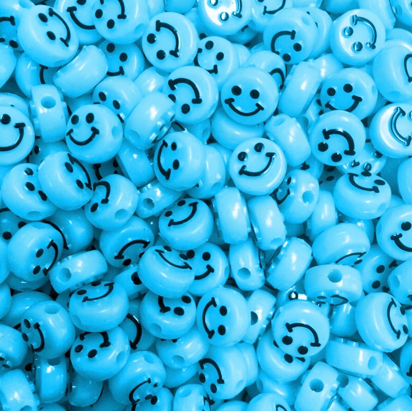 100x Smiling Beads Flat Round Disc 10mmx5mm for Jewellery Making -Pick Your Colour