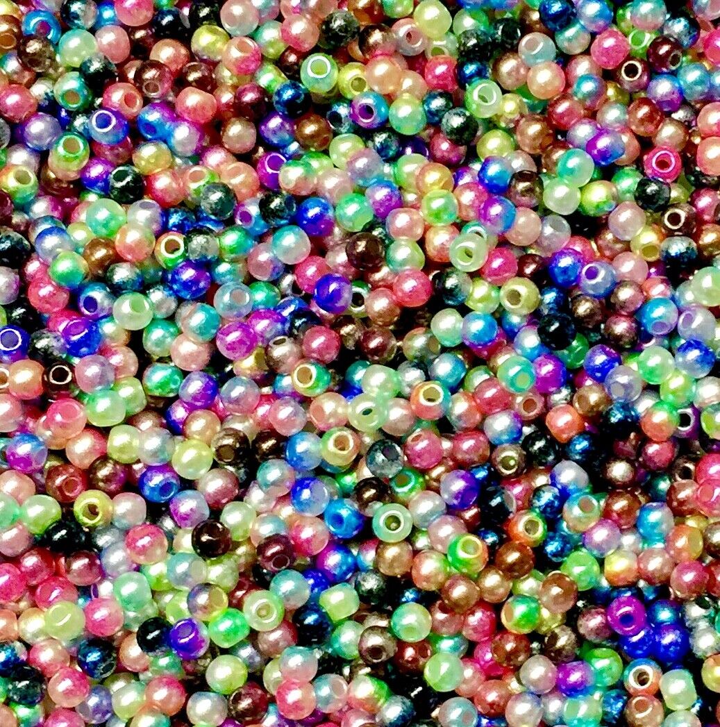 1000x Tiny 3mm Acrylic Faux Pearl Beads for Jewellery Making - Pick Your Colour