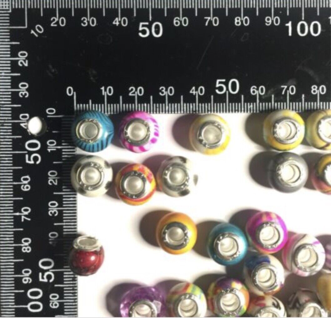 10x Mix Style Acrylic & Resin, Polymer Clay or Glass European Large Hole Bead