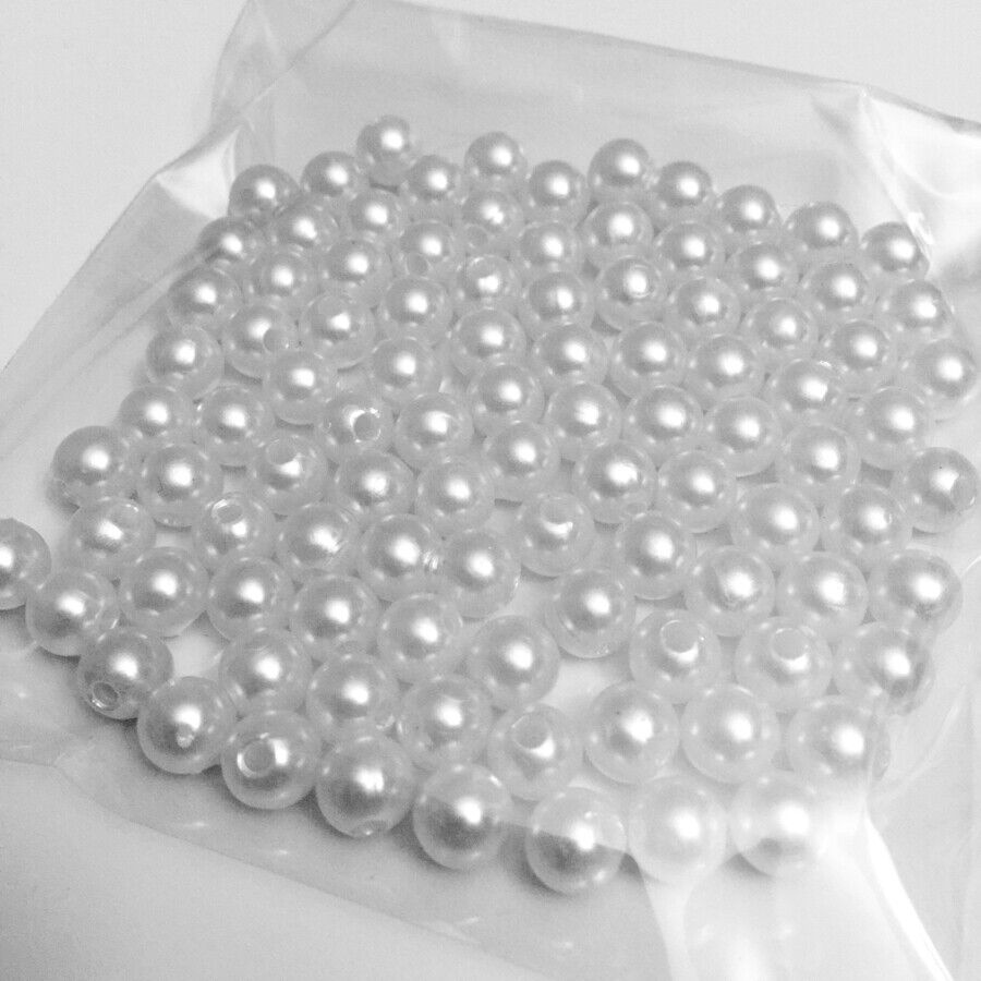 100x Acrylic 8mm Faux Pearl Beads - Choose Your Colour