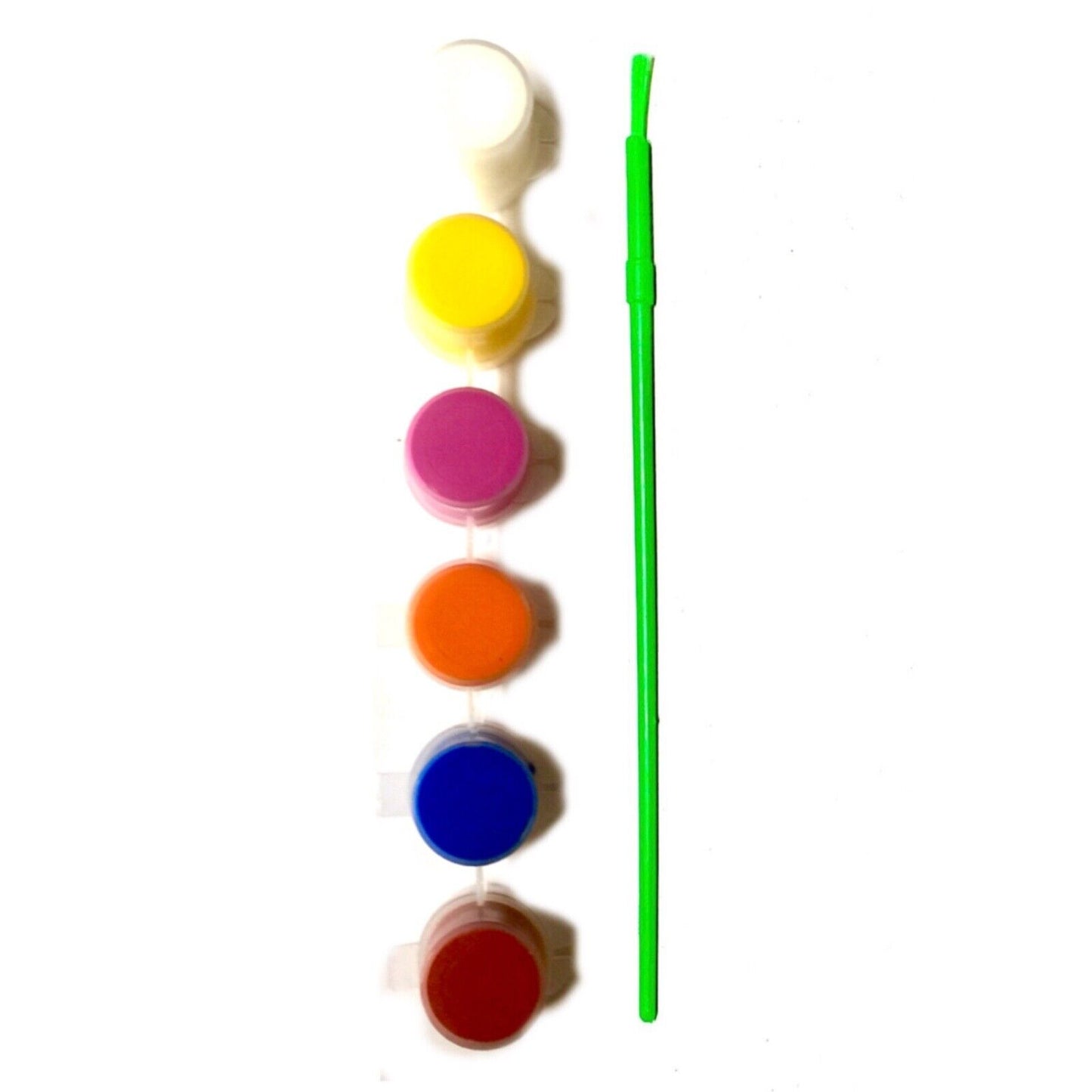 1x Set of 6 Mini Acrylic Paint Pots with Brush - 9 Colour Sets to Choose