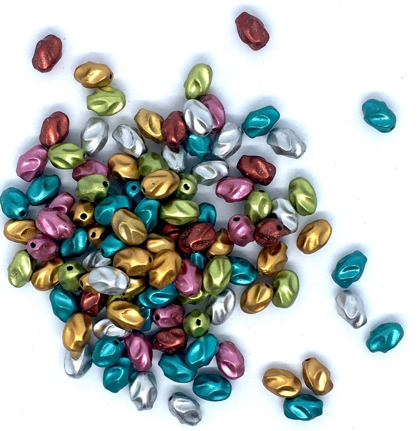 100x Spherical 10mmx5mm Fancy Metallic Acrylic Beads for Jewellery Making