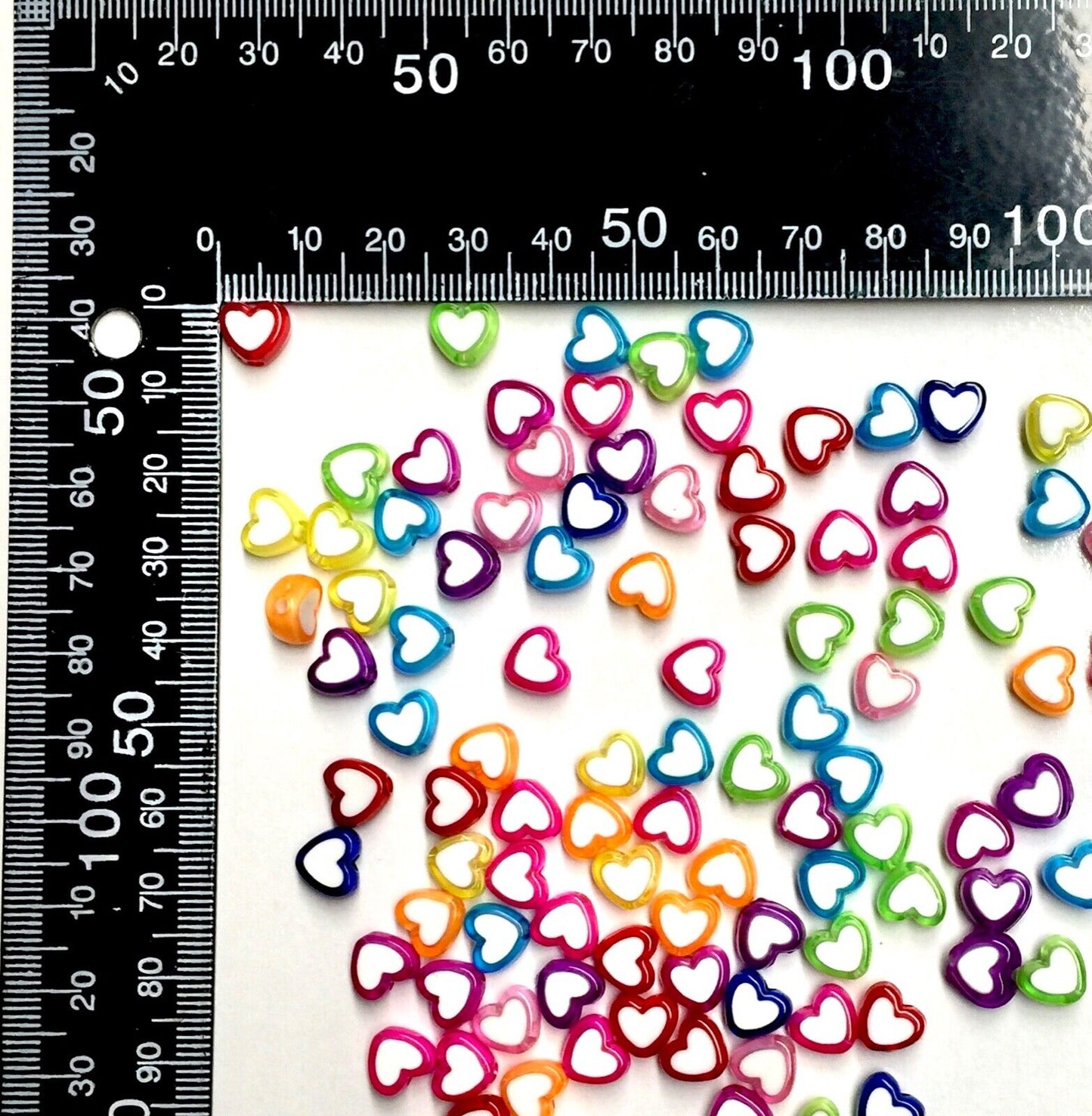 100x Heart Shape and Heart Design Acrylic Spacer Beads - Pick Your Style