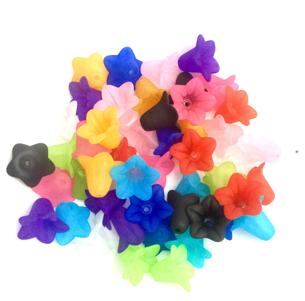 30x Large Frosted or Opaque Acrylic Flower Bead Caps 17x12mm - Pick Your Colour