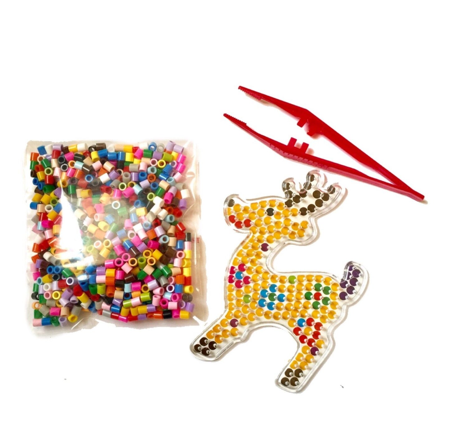 1x Set Mix Design Perler Peg Boards + 500x Multi Colour 5mm Iron On Fuse Beads B
