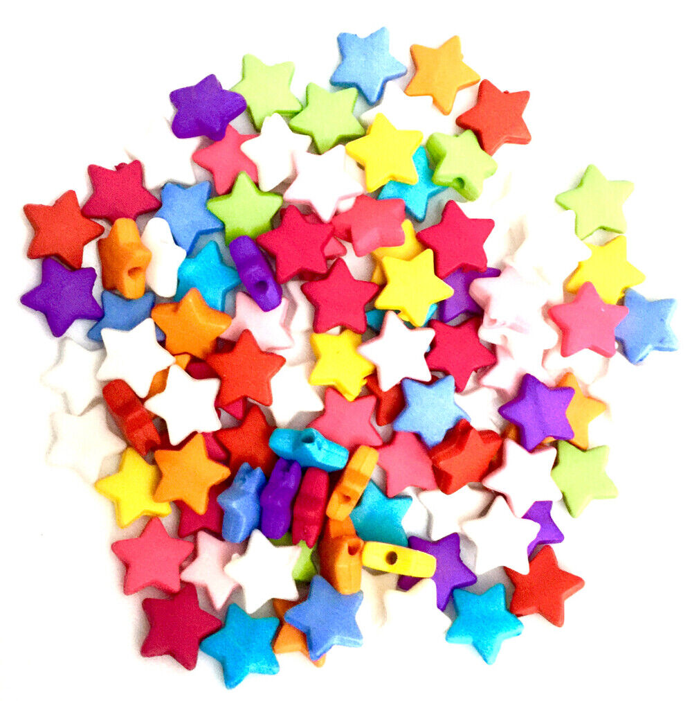 100x Mix Coloured Star Shaped Beads - Pick Your Style