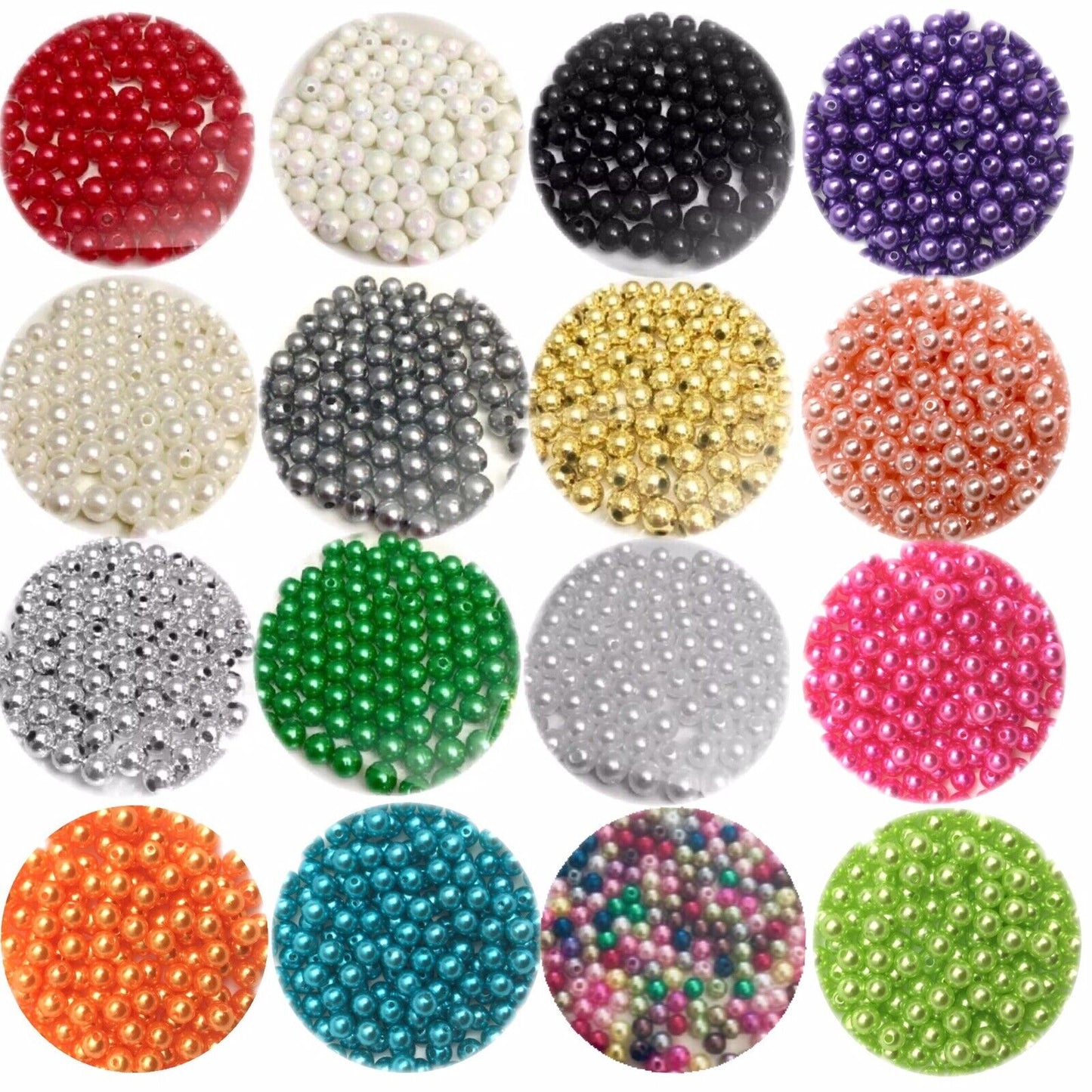 100x Acrylic 8mm Faux Pearl Beads - Choose Your Colour