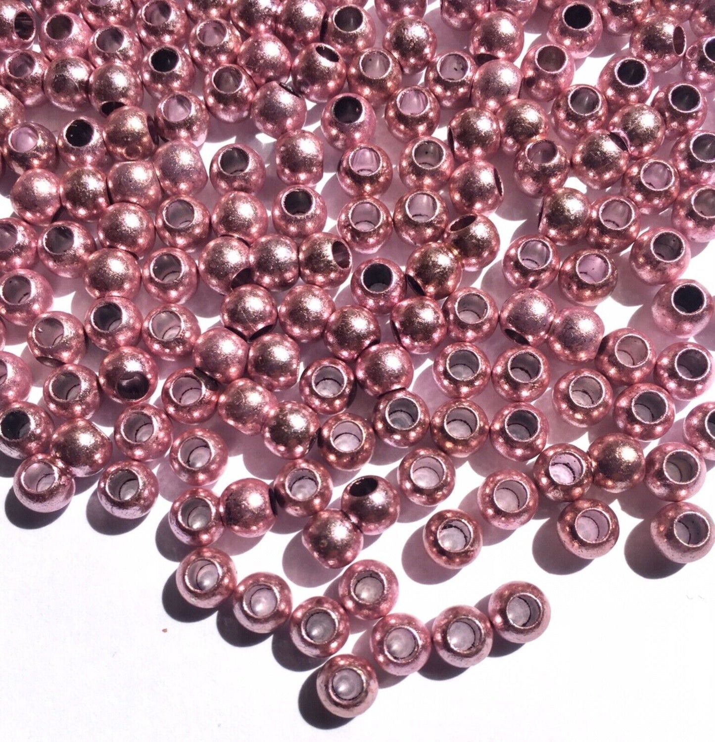 150x Large Hole 6mm Metallic Acrylic Spacer Beads for Jewellery Making