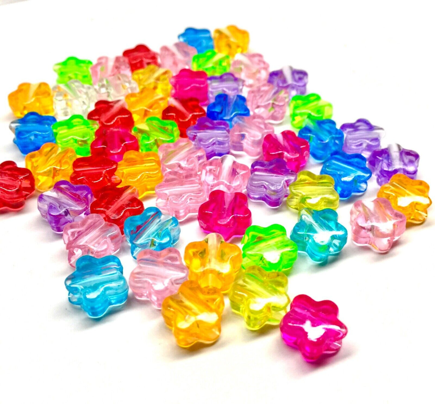 100x Large Hole Crystal Acrylic Multicolour Beads - Choose your Shape