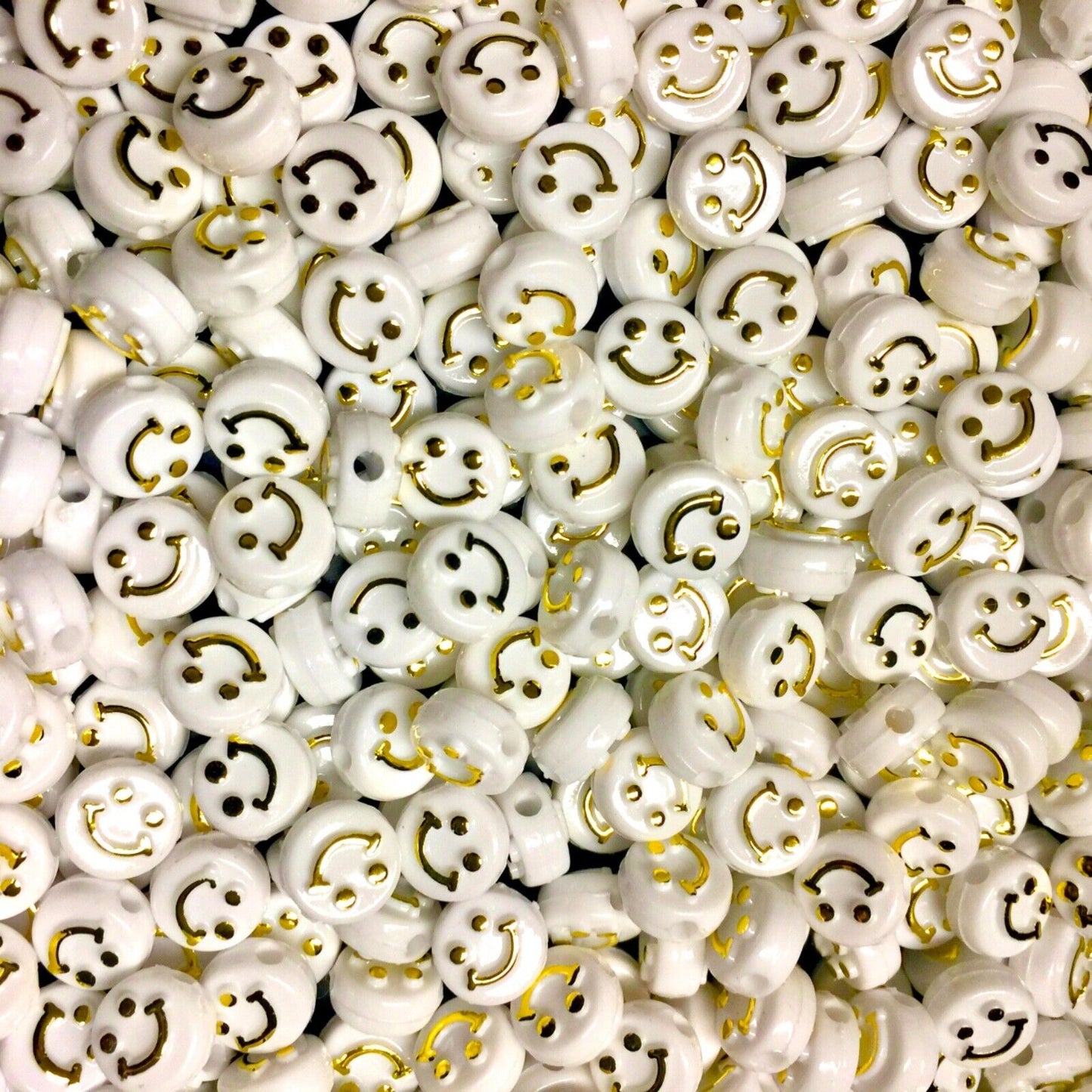 100x Smiling Beads Flat Round Disc 10mmx5mm for Jewellery Making -Pick Your Colour