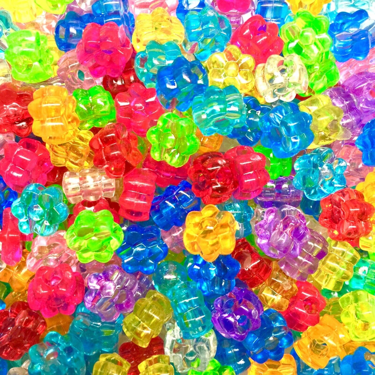 100x Large Hole Crystal Acrylic Multicolour Beads - Choose your Shape