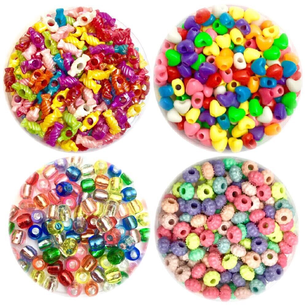 100x Mix Coloured Mix Style Large Hole Fancy Beads - Choose your Style