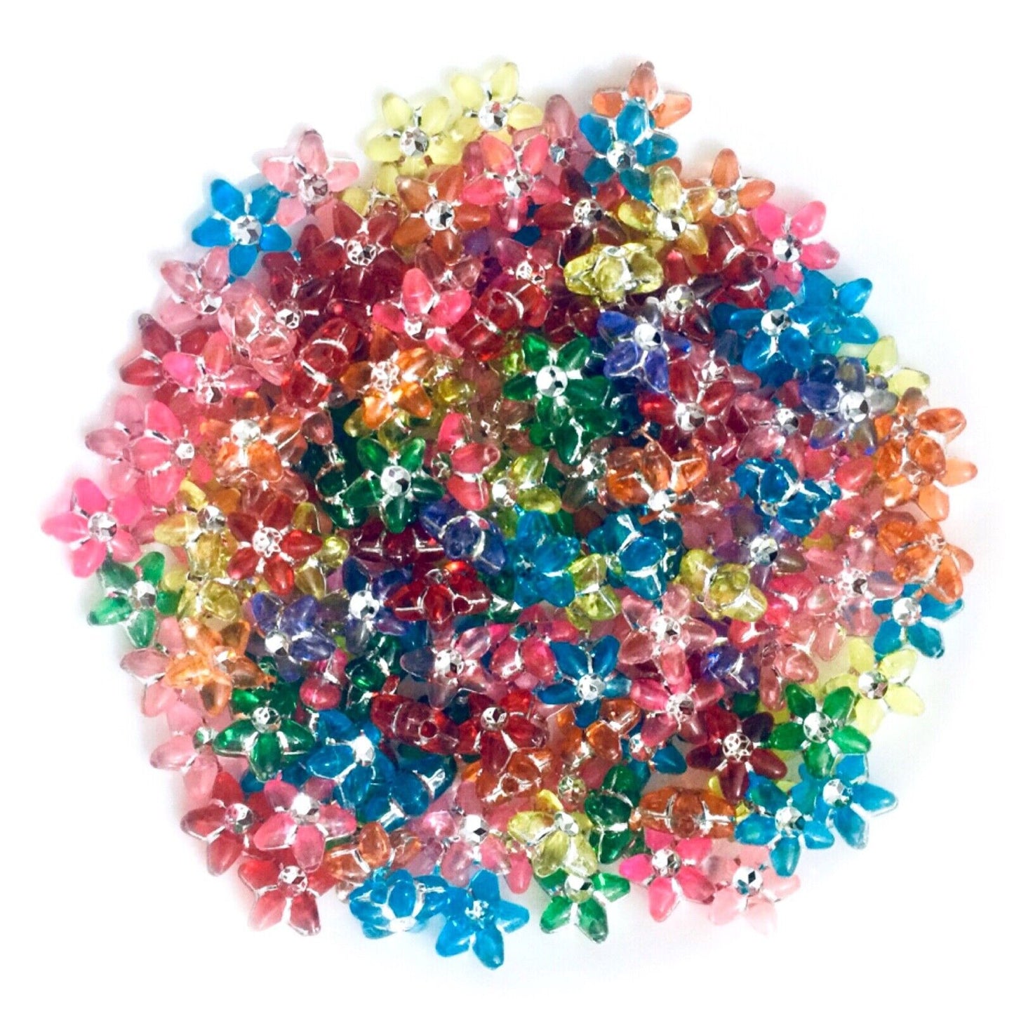 200x Mix Coloured 10MM Star Diamanté Beads - Pick Your Style