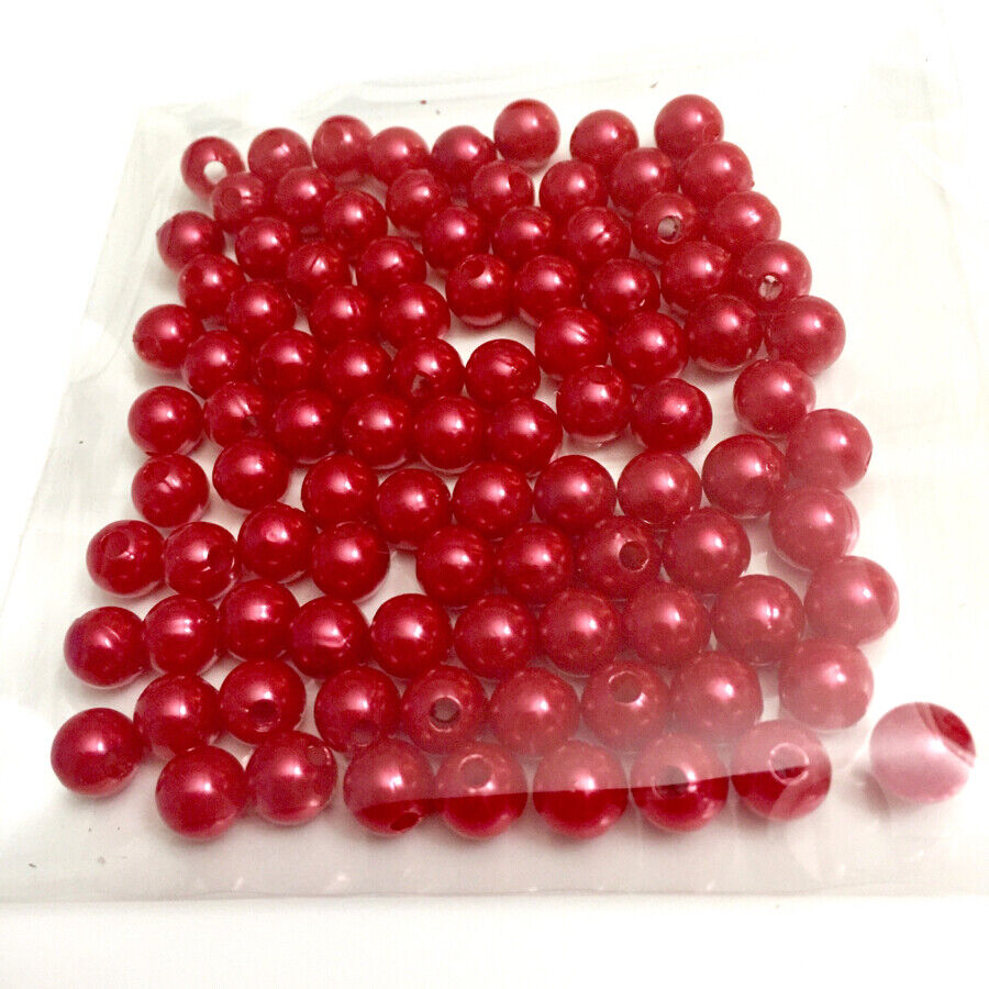 100x Acrylic 8mm Faux Pearl Beads - Choose Your Colour