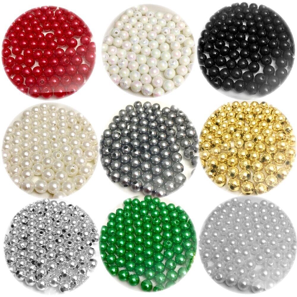 100x Acrylic 8mm Faux Pearl Beads - Choose Your Colour