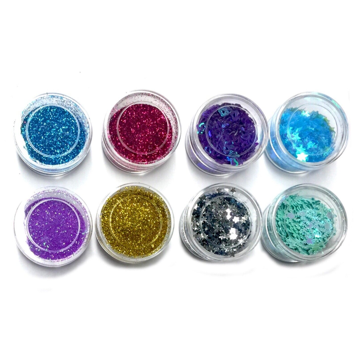 8x Mini Pots of Multi Colour Glitters & Sequins for Shaker Cards & Crafts