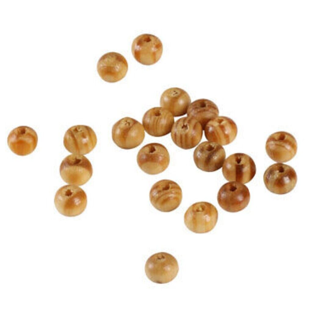 150x Natural Glossy 8mm or 6mm Burly Pine Wood Striped Beads