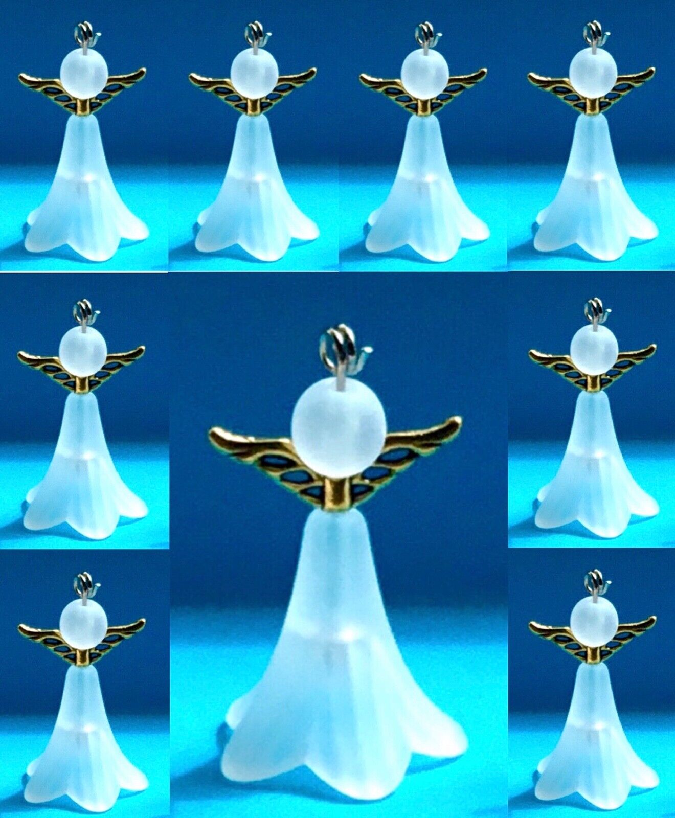 10pcs Make Your Own 40mm Tall Frosted White Guardian Angel Charm DIY Kit