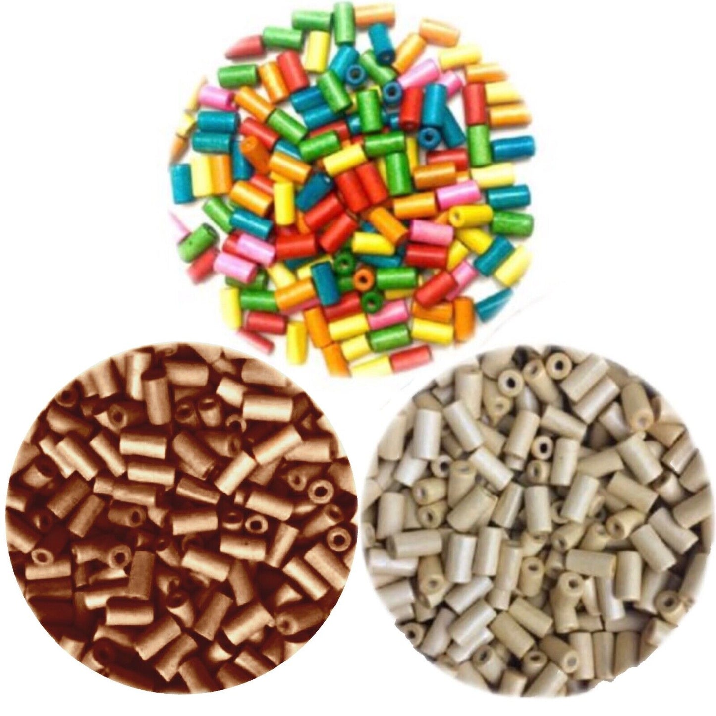 100x Wooden Tube Beads - Choose Your Colour