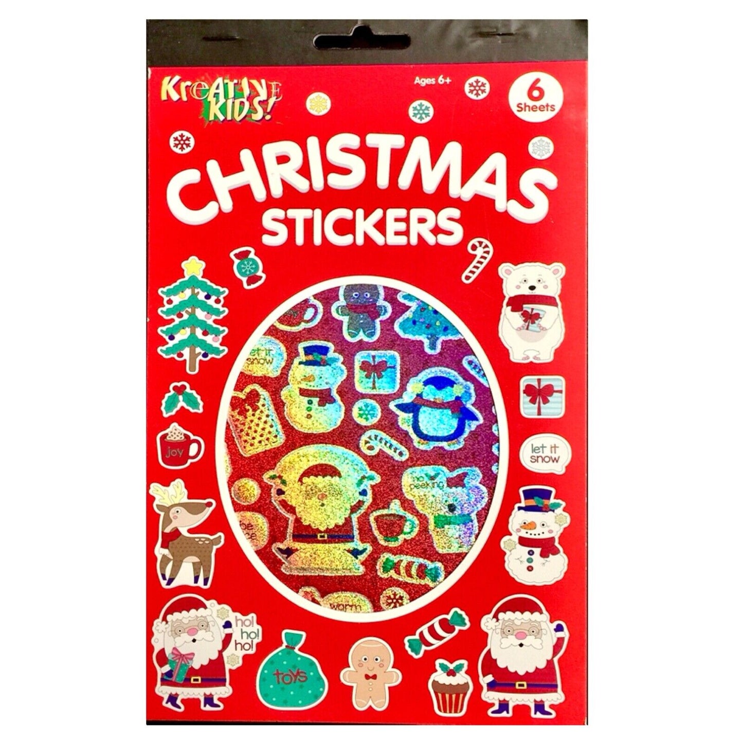 6x Sheet Christmas Holiday Die-Cut Sticker Book - Choose Your Design