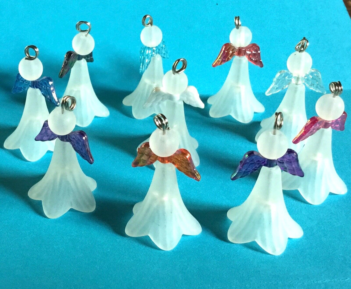 10pcs Make Your Own 40mm Tall Frosted White Guardian Angel Charm DIY Kit
