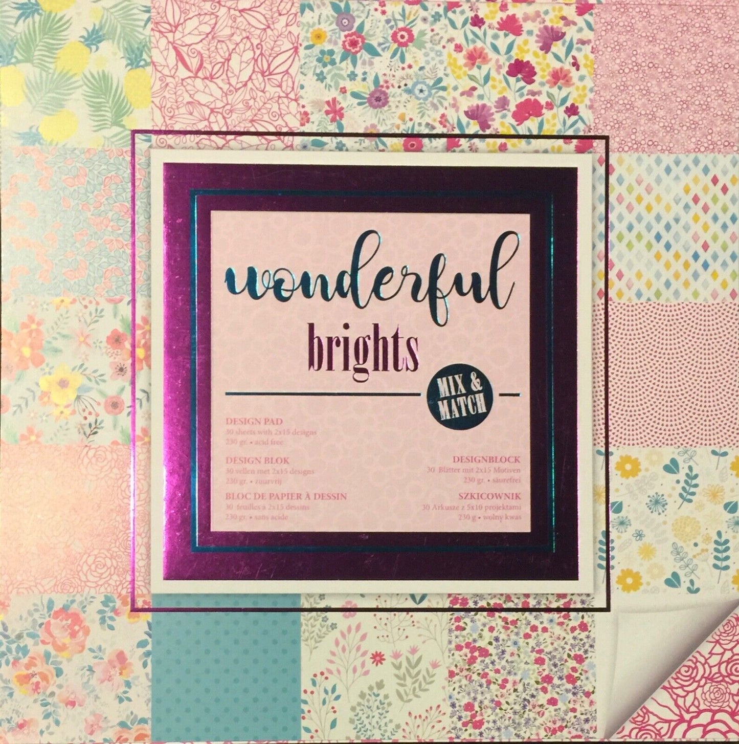 Foiled and Matte Mix and Match Design Pad - 30cm x 30cm - Choose Your Theme
