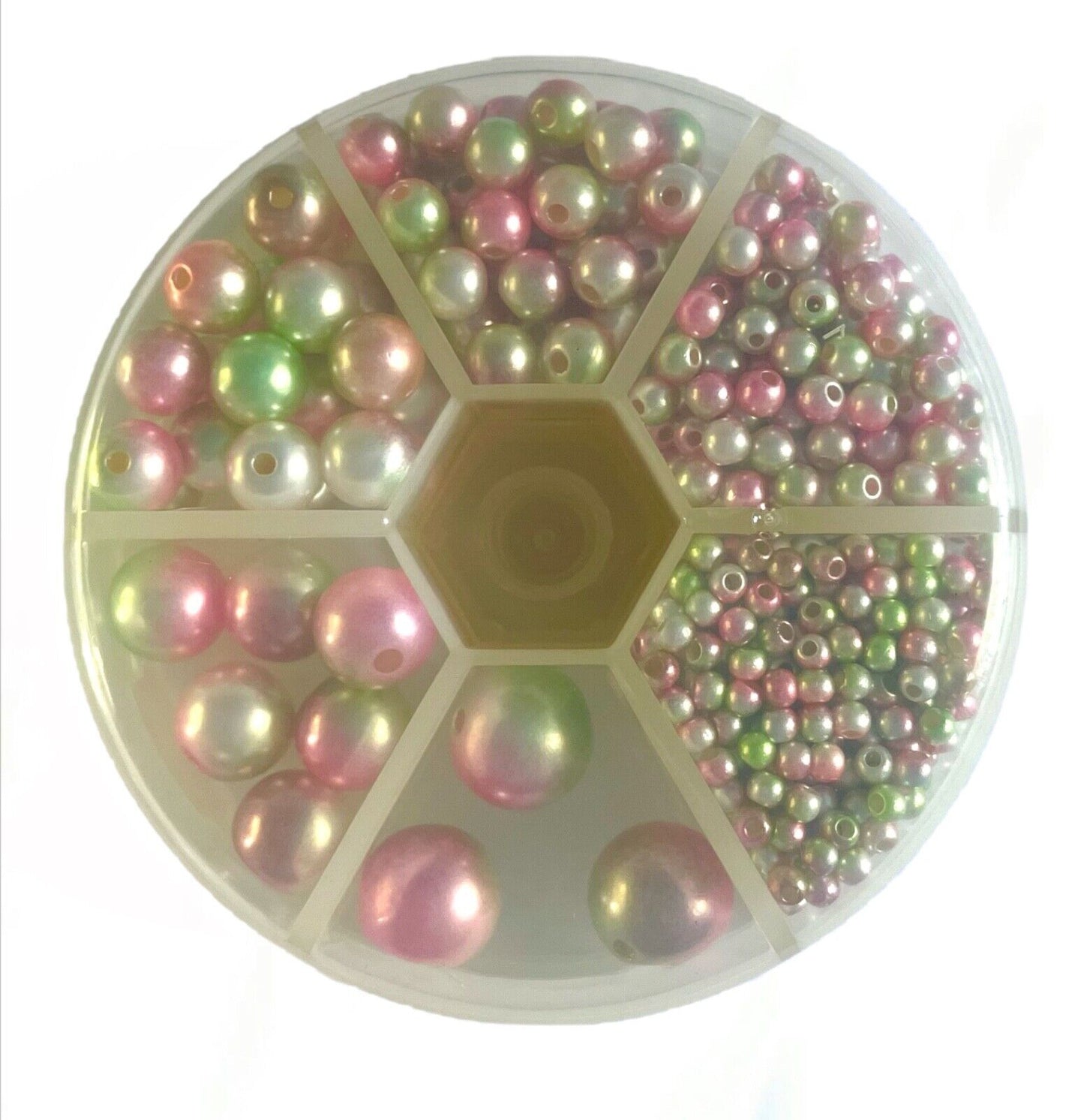 1x Set Multi Sizes Rainbow Mermaid Faux Pearl Beads w/ Organiser for Jewellery