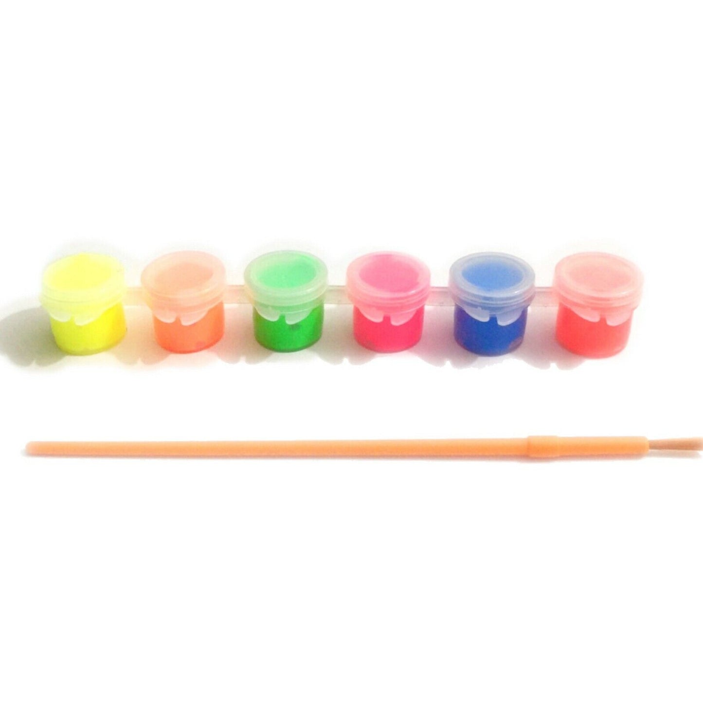 1x Set of 6 Fabric/Textile Mini Paint Pots with Brush - 3 Colour Sets to Choose