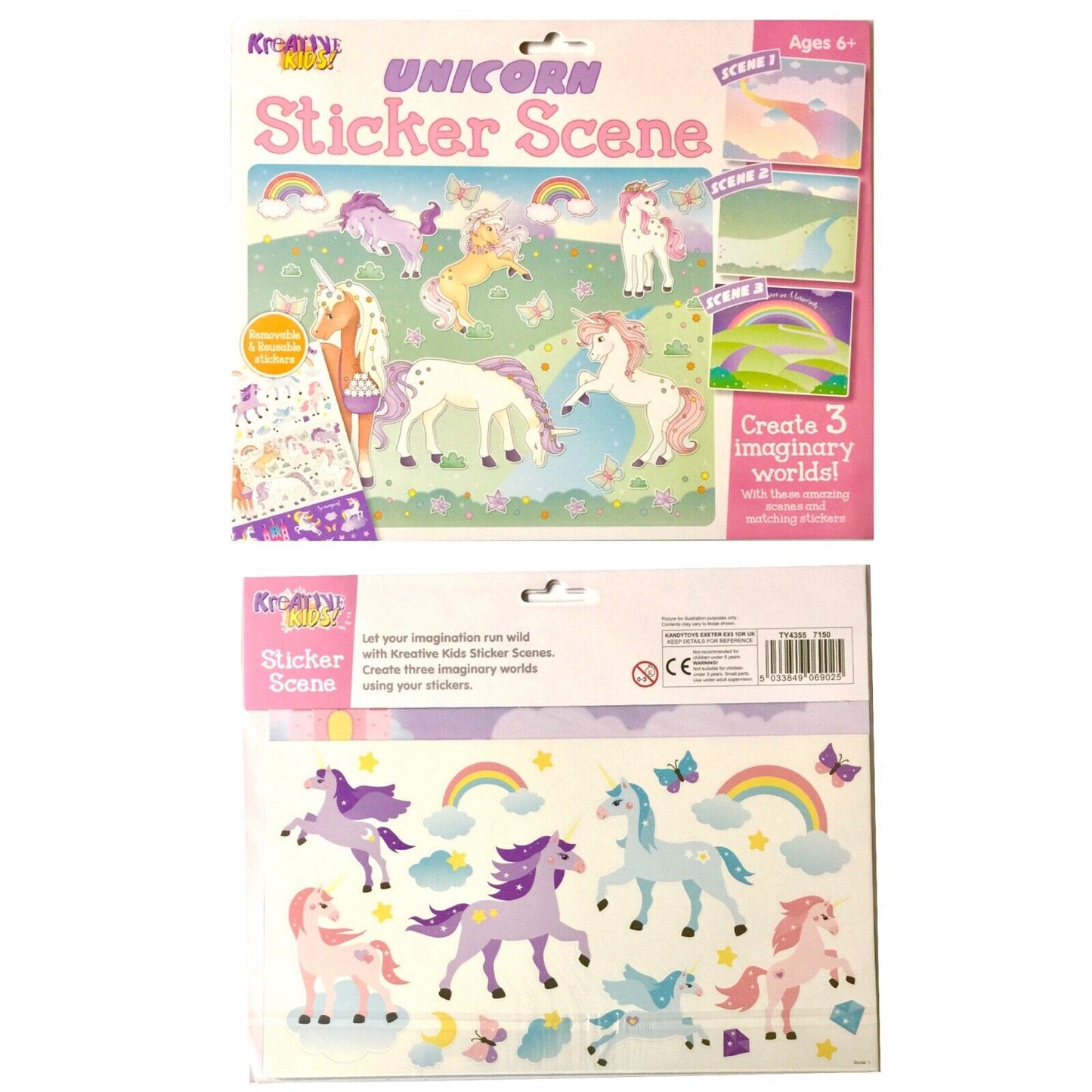 Create Your Own Sticker Scene (3x Scene per Pack) -Pick Between Unicorn, Mermaid