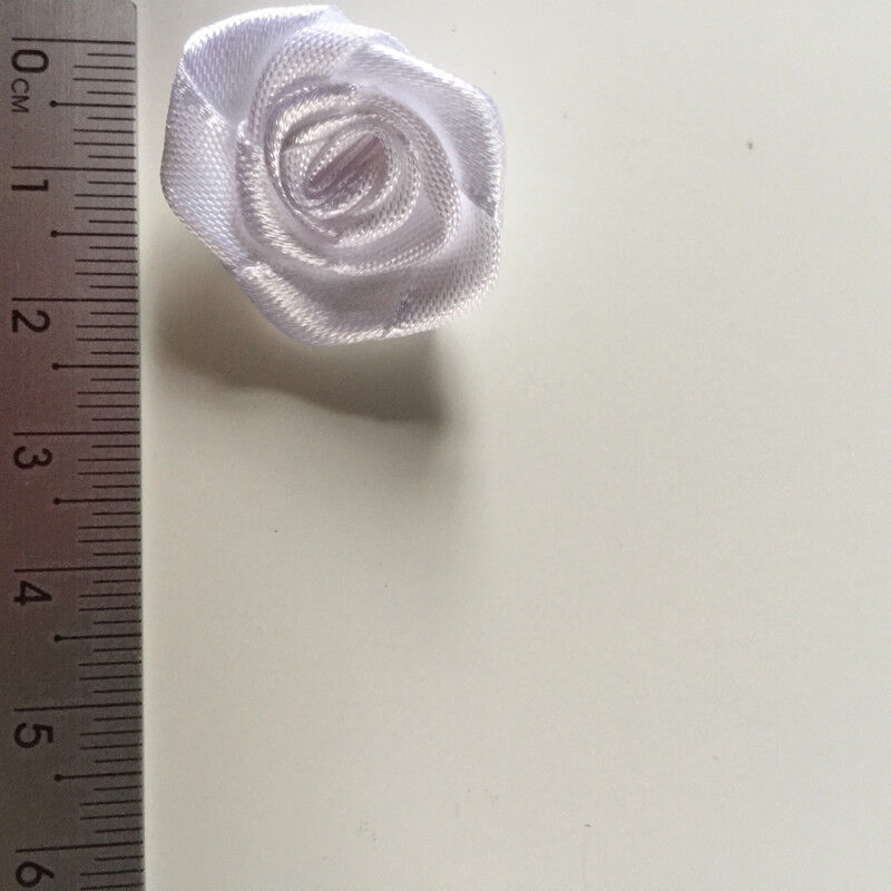 20x Handmade 20mm Satin Rose Flower Ribbon Decoration Applique -Pick Your Colour