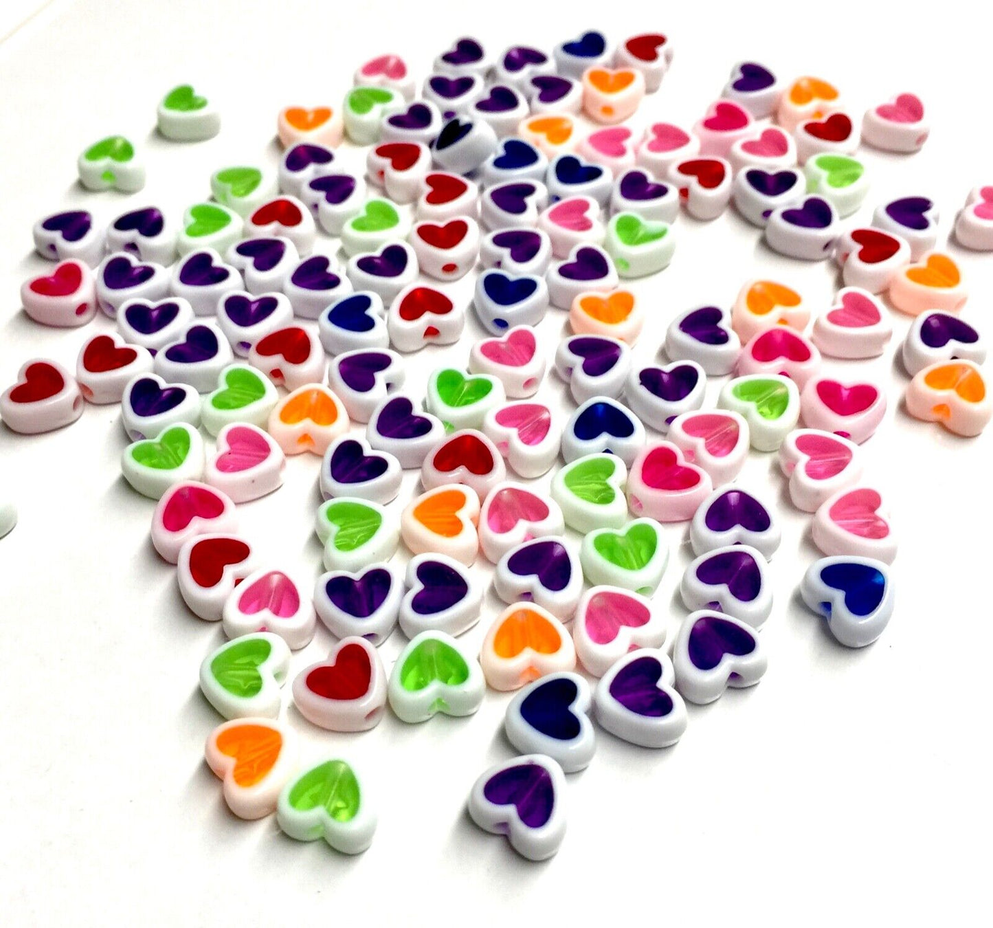 100x Heart Shape and Heart Design Acrylic Spacer Beads - Pick Your Style