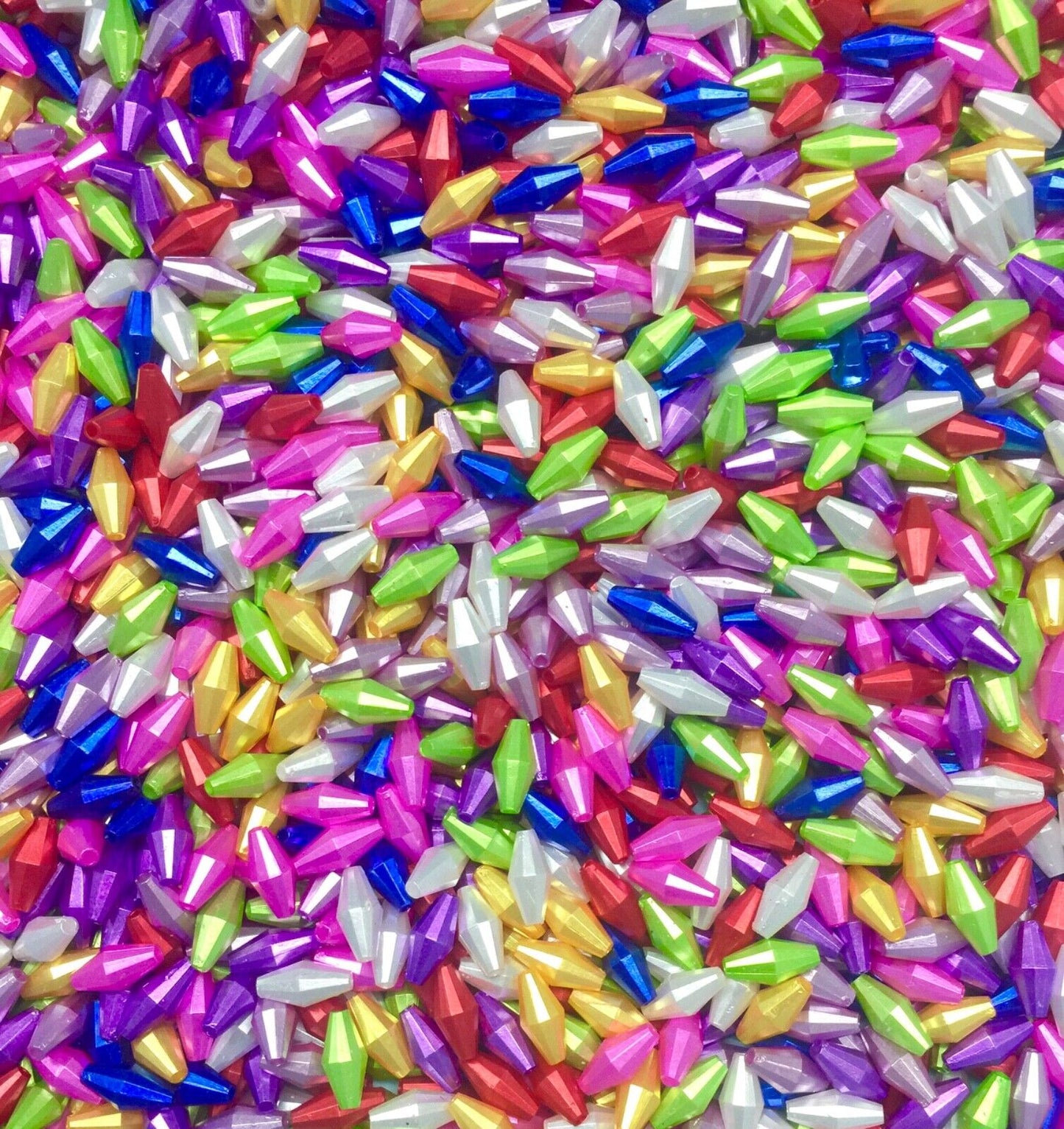 150x Multi Colour Large Bicone Long Acrylic 12mmx5mm Bicone Beads