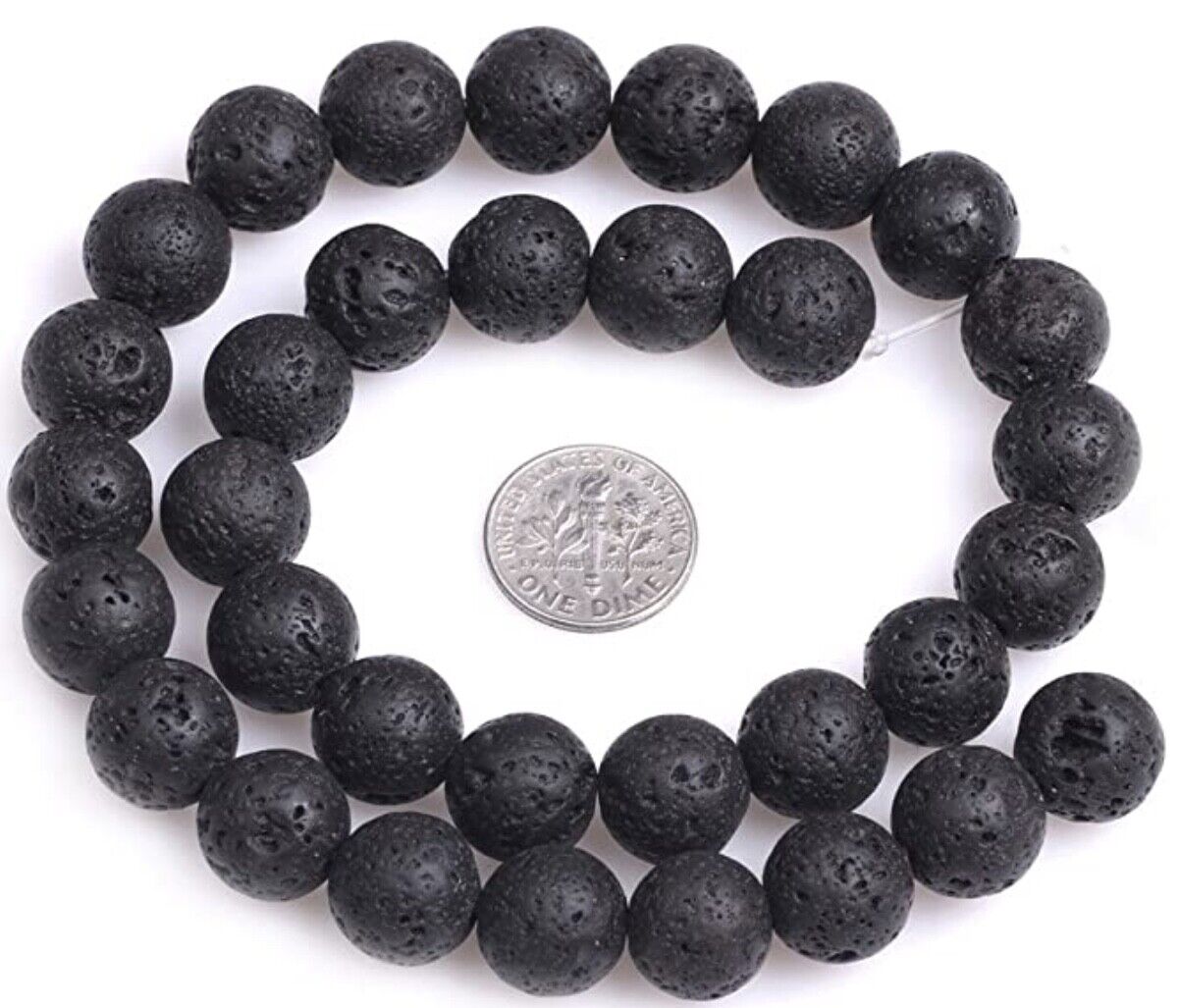 1x Strand Semi Precious Volcanic Black Lava Beads for Jewelry Craft