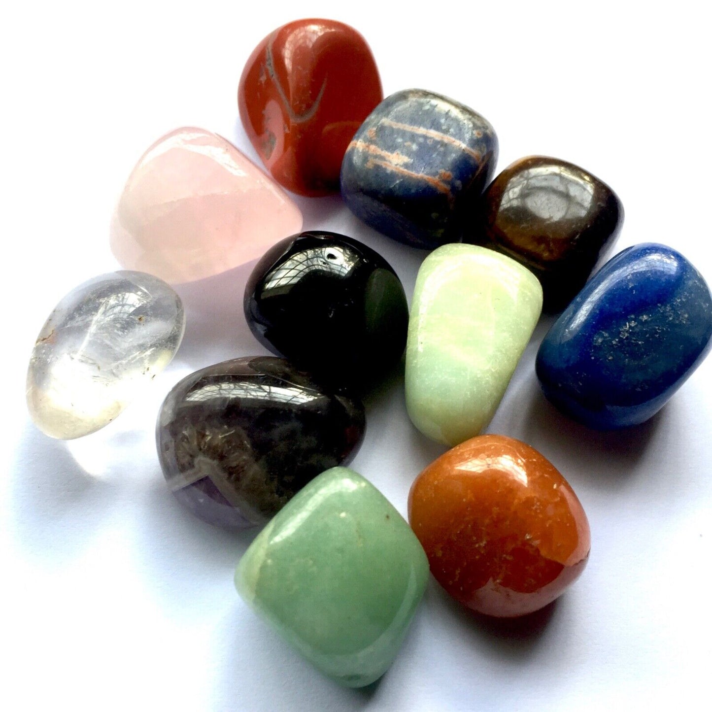 7pc Small or Large Chakra Crystals Natural Semi Precious Tumble Gemstone + Grid