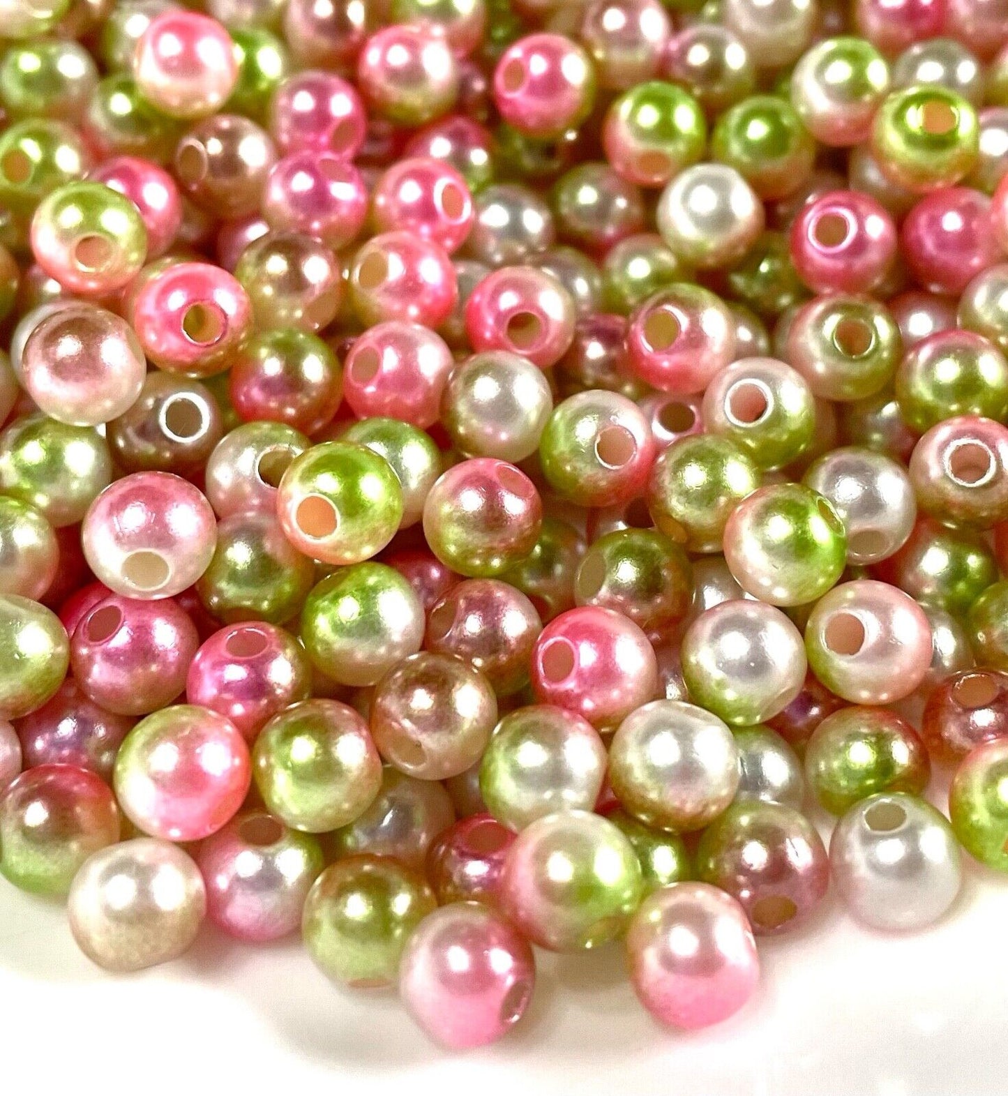 150x 6mm Rainbow Mermaid Faux Pearl Beads for Jewellery Craft Making