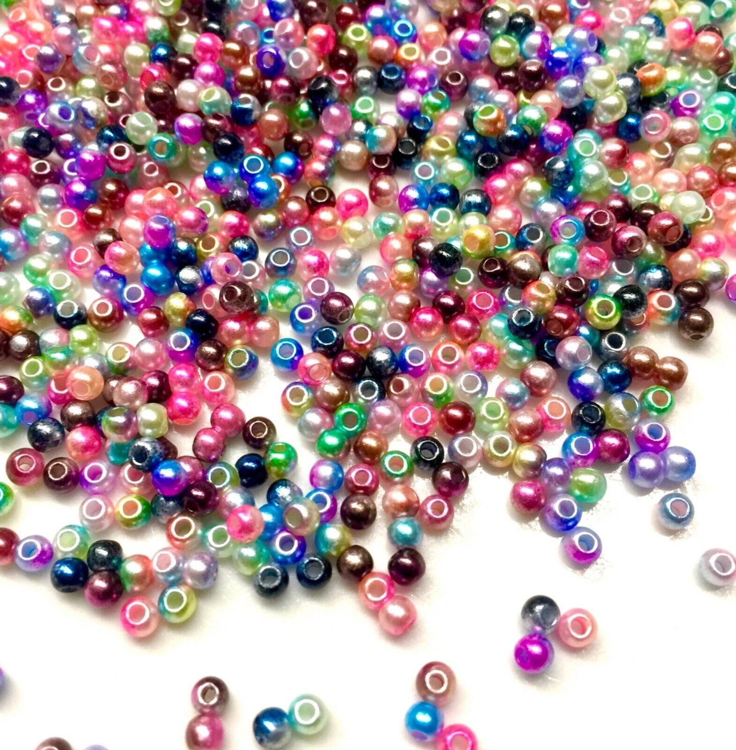 1000x Tiny 3mm Acrylic Faux Pearl Beads for Jewellery Making - Pick Your Colour