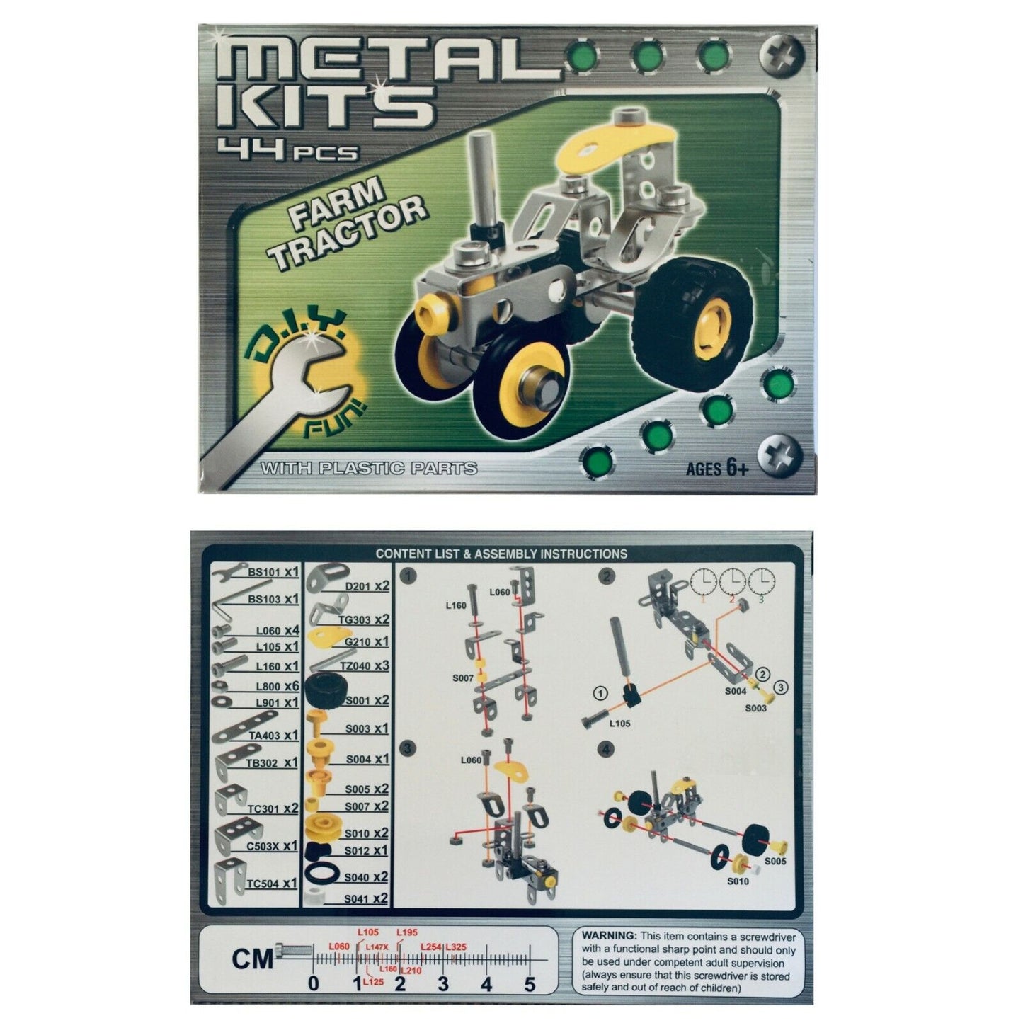 Construct Your Own Vehicle Metal DIY Kit - Choose Aeroplane, Copter or Tractor