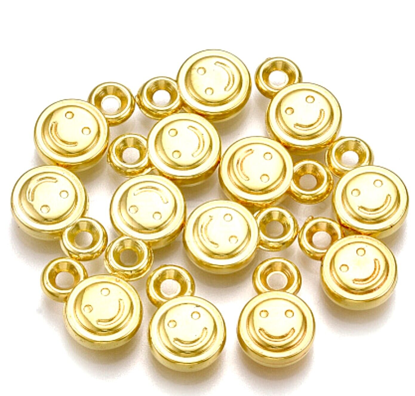 100x Smiling Beads Flat Round Disc 10mmx5mm for Jewellery Making -Pick Your Colour