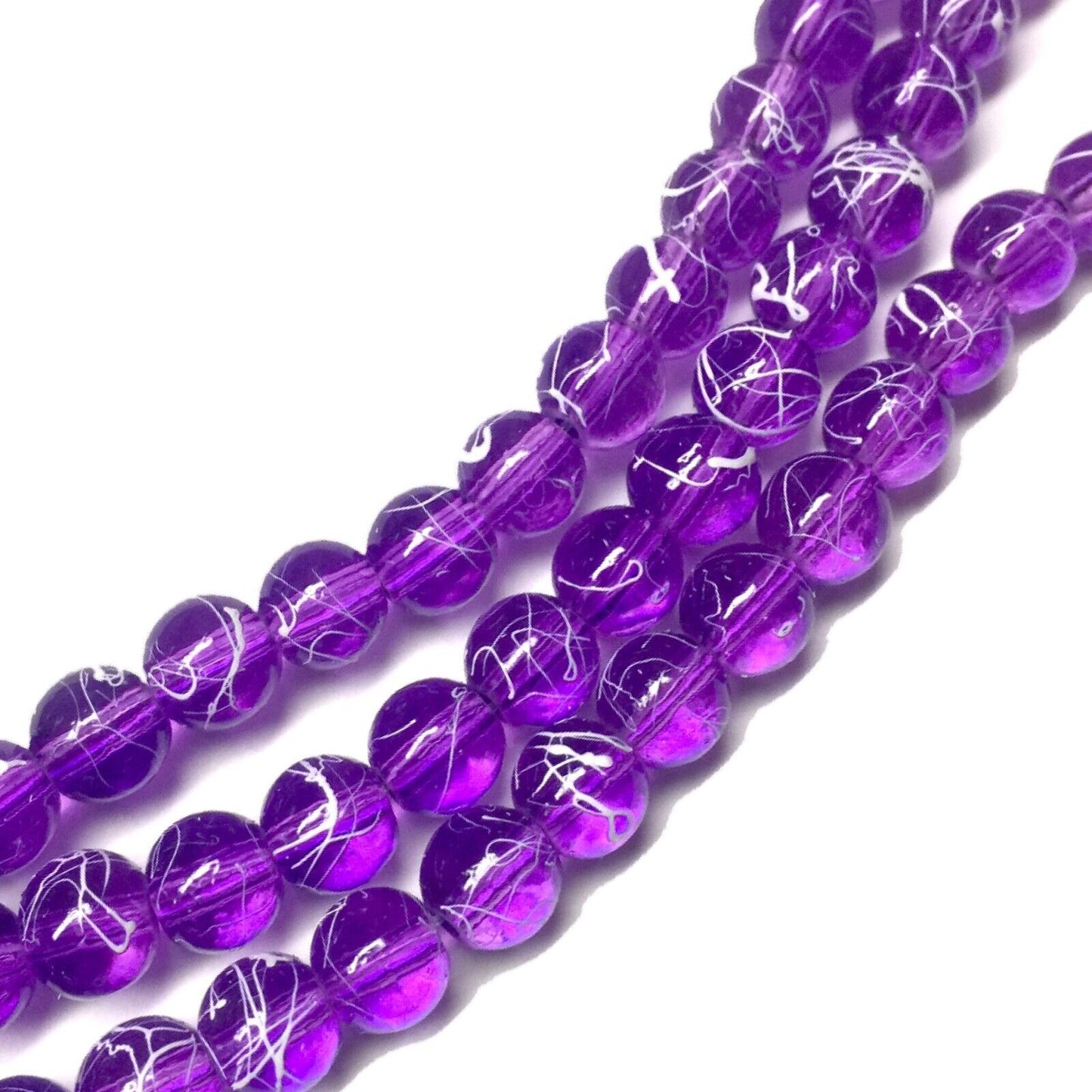 130 pcs 1x Strand Drawbench Painted 6mm Glass Beads for Jewellery Making Craft