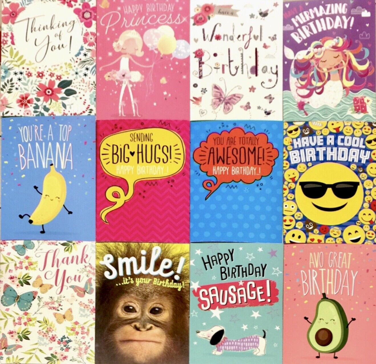 Pack of 12 Mix Greeting Cards for Most Occassions - Pick Your Design Set