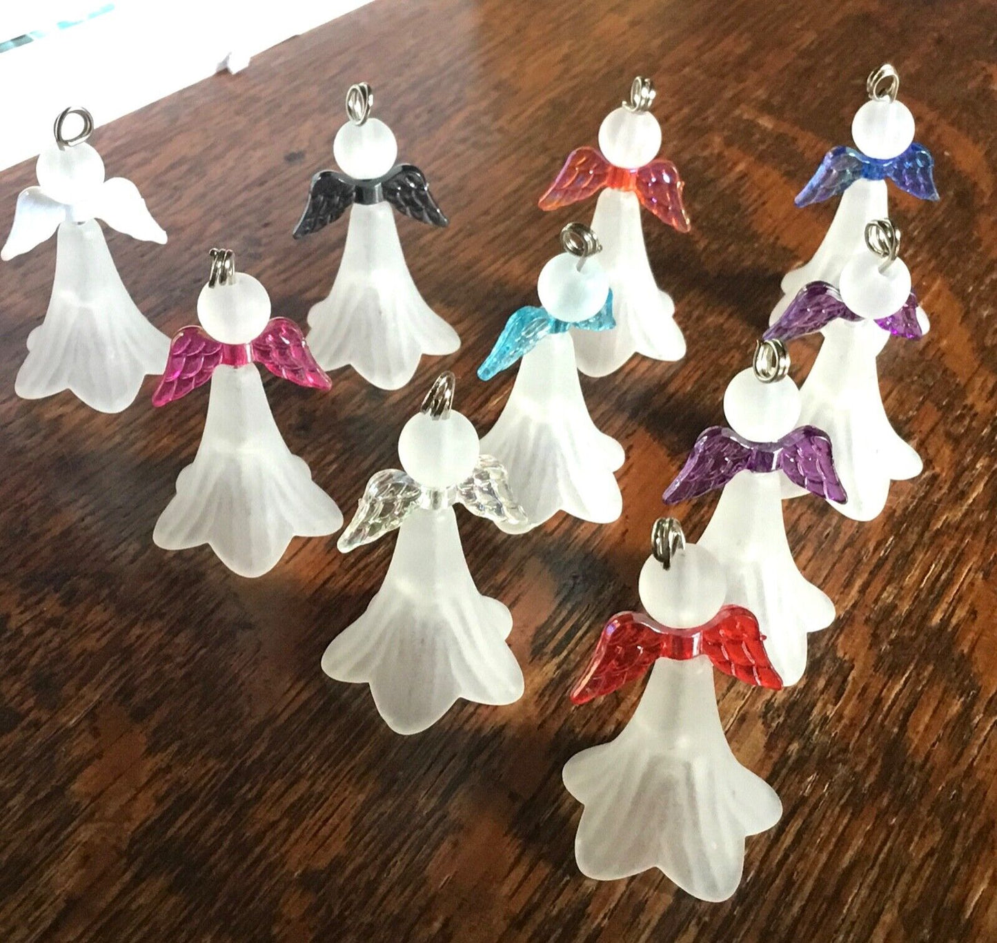 10pcs Make Your Own 40mm Tall Frosted White Guardian Angel Charm DIY Kit