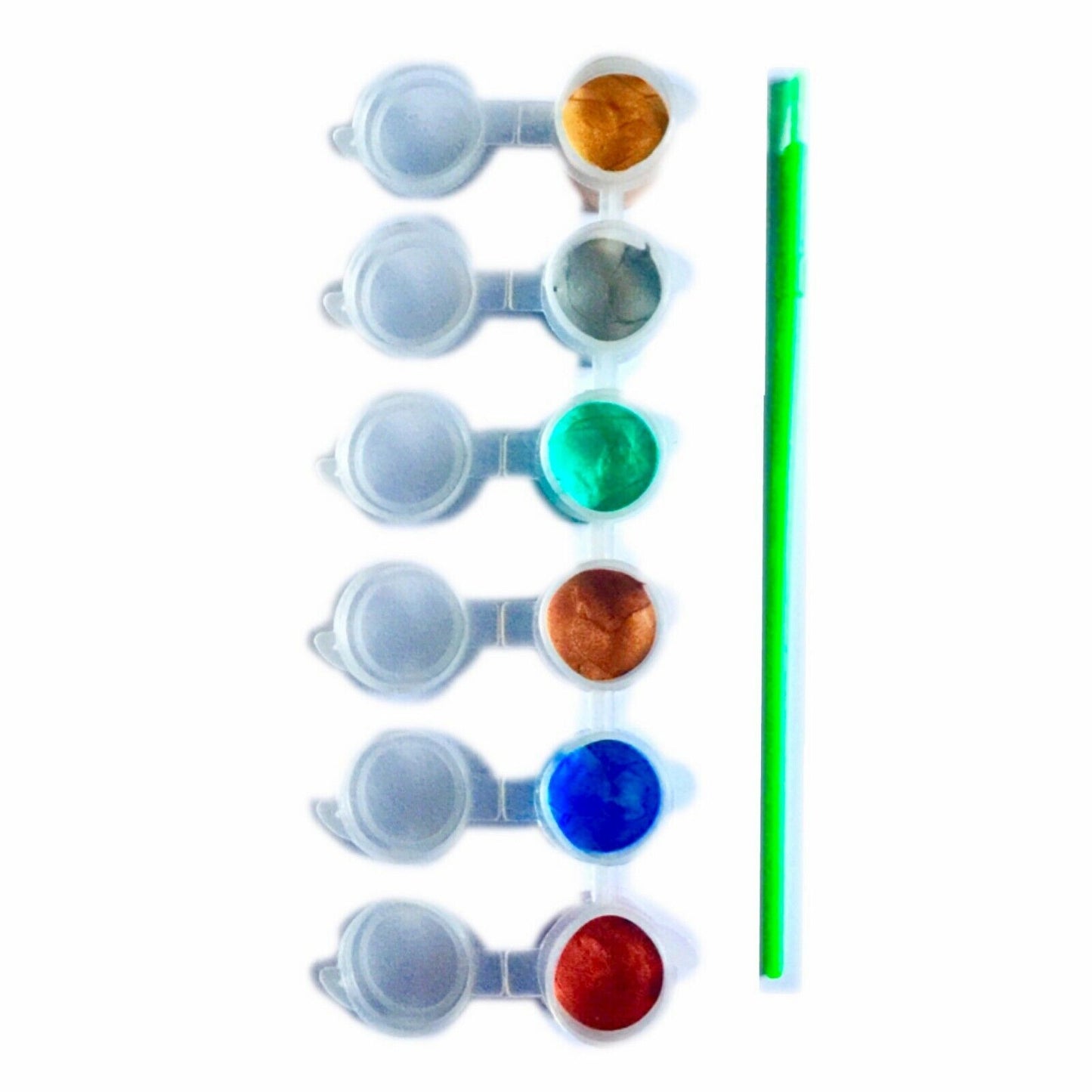 1x Set of 6 Mini Acrylic Paint Pots with Brush - 9 Colour Sets to Choose